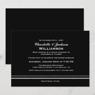 Convites Recepção de Casamento Simples Preta Moderna