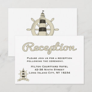 Convites Recepção de Casamento Tom Náutico Farol Navio