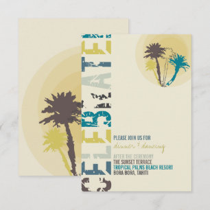 Convites Recepção de casamento tropical da praia das
