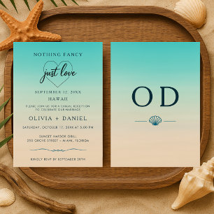 Convites Recepção de Casamento Tropical Moderno na Praia pa