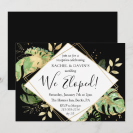 Convites Recepção de Casamento Tropical Preto e Dourado