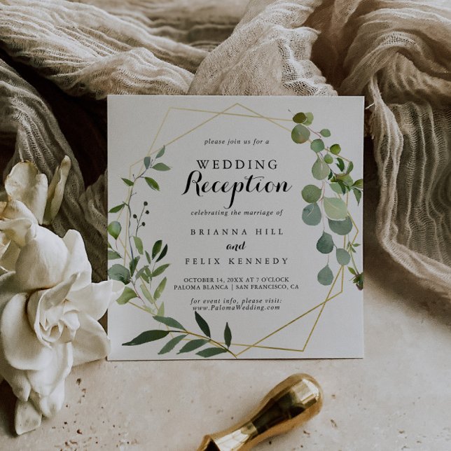 Convites Recepção de Casamento Tropical Verde Geométrico Do (Criador carregado)