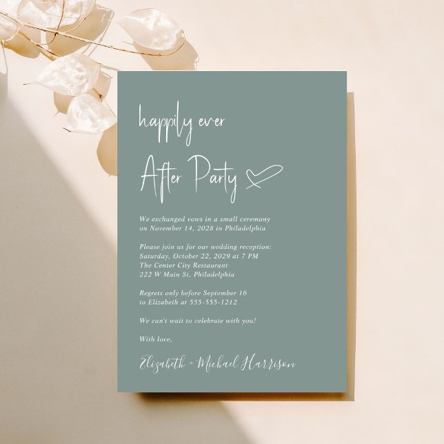 Convites Recepção de casamento Verde Chic Sage (An chic Happily Ever After Party invitation for your wedding celebration)