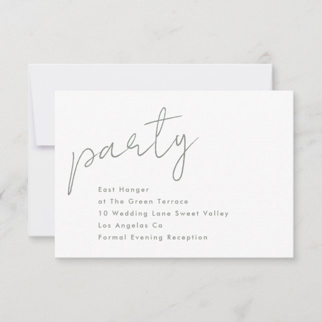 Convites Recepção de casamento Verde do Sage do Partido Per (Frente)