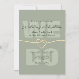 Convites Recepção de Casamento Verde Sage Moderna