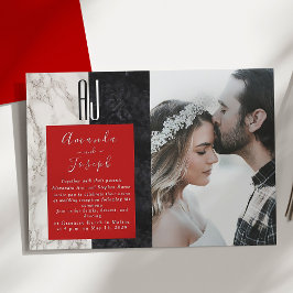 Convites Recepção de Casamento Vermelha e Preta Moderna