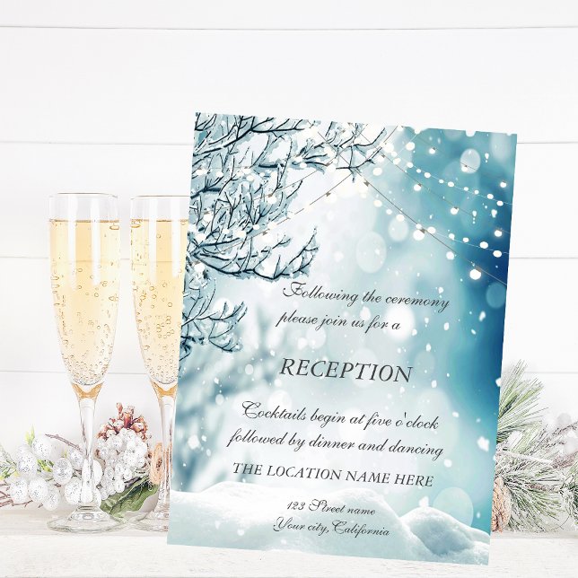 Convites Recepção de Casamento Winter Wonderland com Luzes  (Criador carregado)