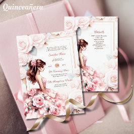 Convites Recepção de Cerimônia de Quinceanera Rosa Esmagada
