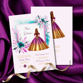Convites Recepção de Cerimônia de Quinceanera Teal Magenta