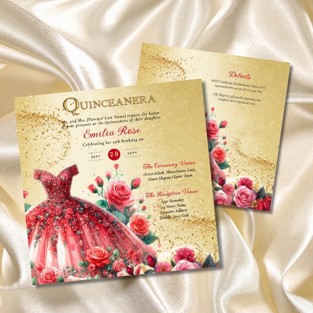 Convites Recepção de Cerimônia de Vestido de Quinceanera Do (Criador carregado)