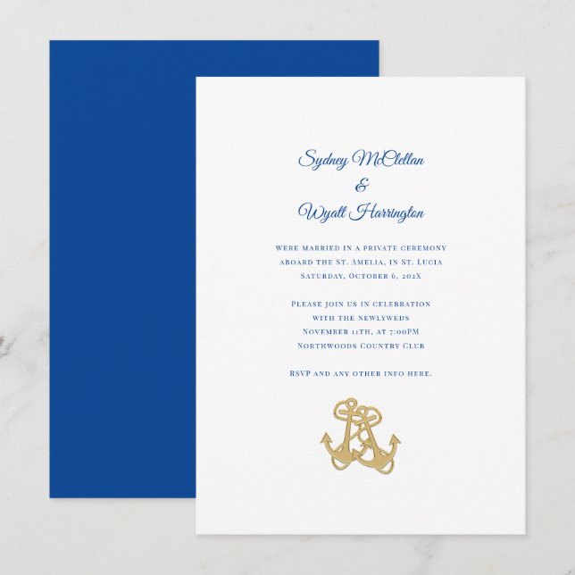 Convites Recepção de Cerimônia Privada Náutica das Duas Ânc (Frente/Verso)
