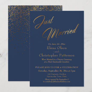 Convites Recepção de Confetti de Script de Recem casados e 