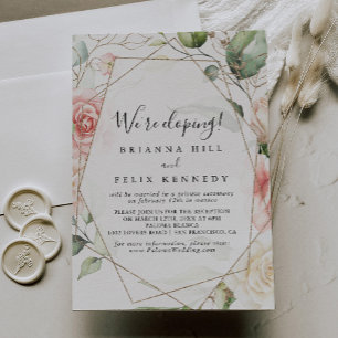 Convites Recepção de Elopemento de Folhagem Verde Geomét