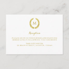 Convites Recepção de Faux Gold Foil Laurel Wreath Monograma