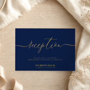 Convites Recepção de Festa Simples com Assinatura Navy Dour