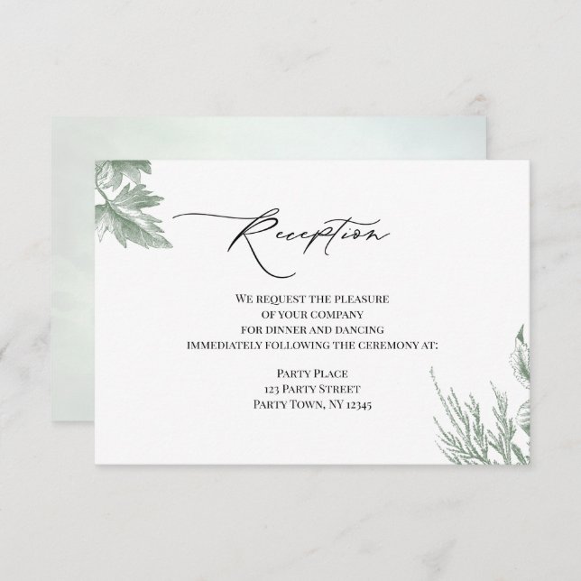 Convites Recepção De Folhas Botânicas De Verdura (Frente/Verso)