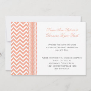 Convites Recepção de Lace Chevron Branco e Pêssego Branco A