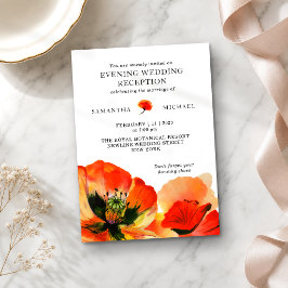 Convites Recepção de Noite de Casamento com Flor de Papoula