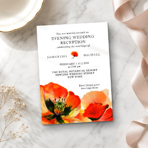 Convites Recepção de Noite de Casamento com Flor de Papoula