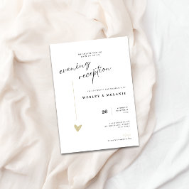 Convites Recepção de Noite de Casamento em Ouro Elegante