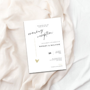 Convites Recepção de Noite de Casamento em Ouro Elegante