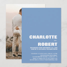 Convites Recepção de Noivado Azul Moderna