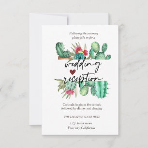 Convites Recepção de Pontos de Cactus em Aquarela 
