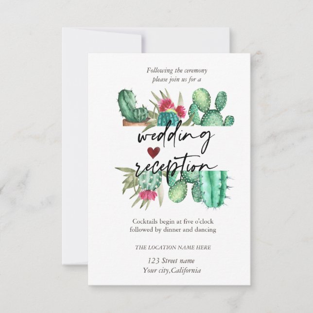 Convites Recepção de Pontos de Cactus em Aquarela  (Frente)
