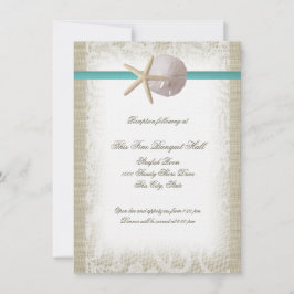 Convites Recepção de Praia Burlap e Lace Aqua