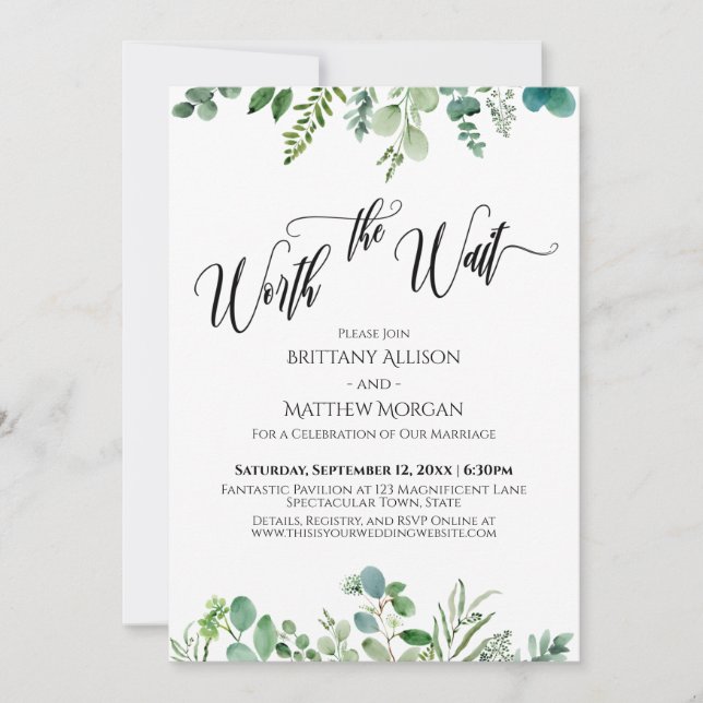 Convites Recepção de Verde de Eucalipto Vale a Espera (Frente)