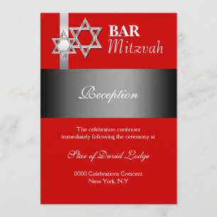Convites RECEPÇÃO DO bar vermelho mitzvah