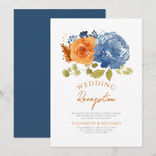 Convites Recepção do Casamento outono Floral Laranja Queima