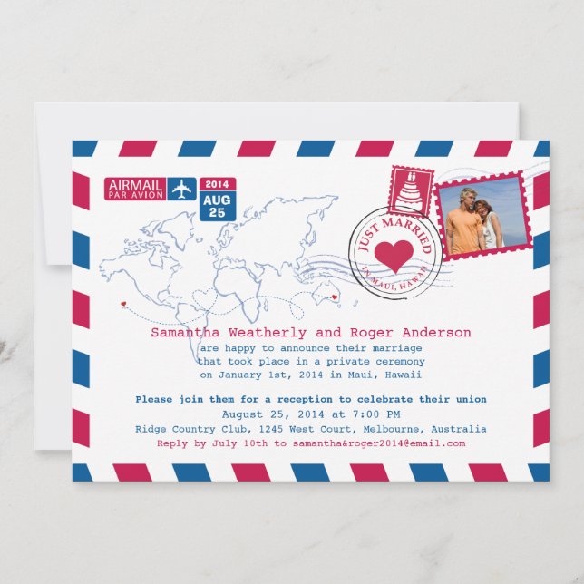 Convites Recepção do Correio Aéreo Austrália/Havaí (Frente)