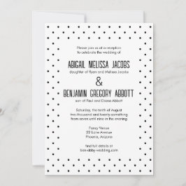 Convites Recepção Dotada de Polka Preta e Branca Elegante