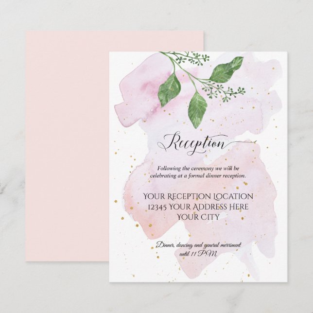 Convites Recepção Dourada Casamento Eucalyptus Greenery Mod (Frente/Verso)