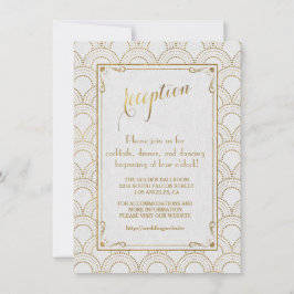 Convites Recepção Dourada Grande Gatsby Art Déco Branco