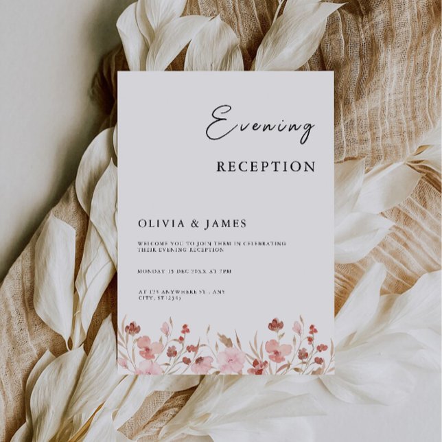 Convites Recepção Elegante à Noite Rosa (Elegant Rose Evening Reception Invitation)