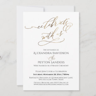 Convites Recepção Elegante Celebração com Nós em Letra Dour