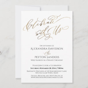 Convites Recepção Elegante Celebração com Nós em Letra Dour