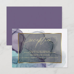 Convites Recepção Elegante em Tons de Teal, Roxo e Fumaça