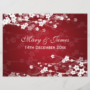 Convites Recepção Elegante Flor de Cerejeira Vermelha