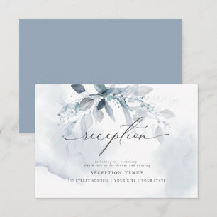 Convites Recepção em Aquarela de Folhagem Azul Rústica