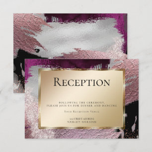 Convites Recepção  Faux Moderno Traços de Berry Dourado 