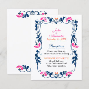 Convites Recepção Floral e Ondas de Folha Elegante