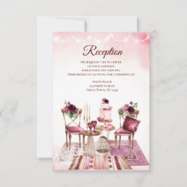 Convites Recepção Floral em Aquarela Boho Borgonha