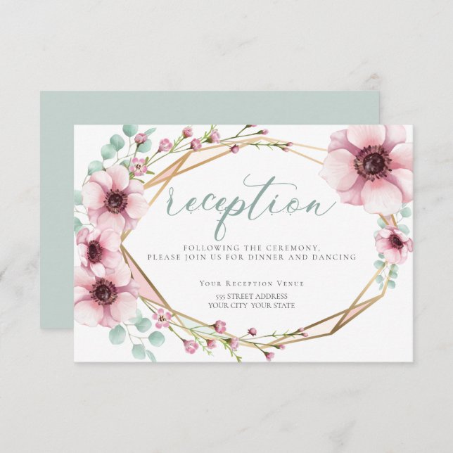 Convites RECEPÇÃO | Flores de primavera e folhagem frescas (Frente/Verso)