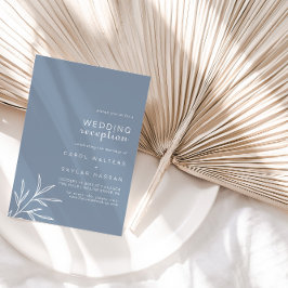 Convites Recepção Formal Mínima de Casamento Azul Poeirento