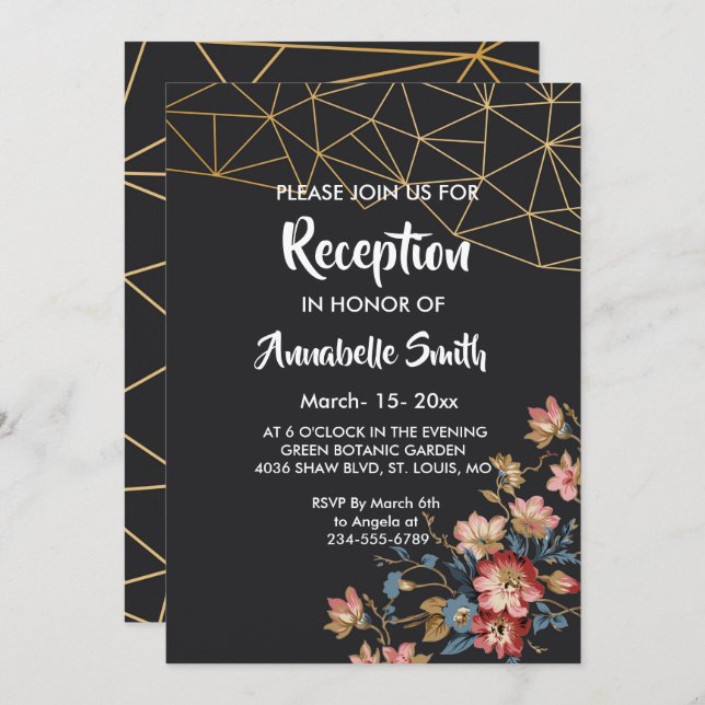 Convites Recepção Geométrica do ouro (Frente/Verso)