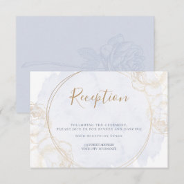 Convites Recepção | Gilded Rose Poeira Azul Aquarela