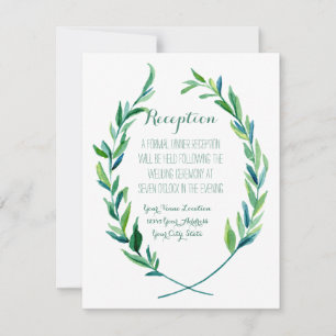Convites Recepção Laurel Wreath Modern Simple Olive Leaf